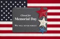 Closed Memorial  Day chalkboard sign Royalty Free Stock Photo
