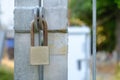 Closed metal lock door security protection padlock. Royalty Free Stock Photo