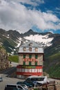 Closed mountain hotel located near the Rhone Glacier in Furka Pass, Switzerland Royalty Free Stock Photo