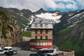 Closed mountain hotel located near the Rhone Glacier in Furka Pass, Switzerland Royalty Free Stock Photo
