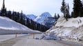 closed mountain pass in the rockies avalanche warning Royalty Free Stock Photo