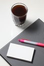 Closed notebook on white background with negative space Royalty Free Stock Photo