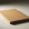A closed notebook with a plain, textured brown cover lies on a light-colored surface. T Royalty Free Stock Photo