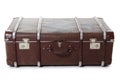 Closed old suitcase on white Royalty Free Stock Photo