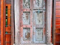 Closed Old Vintage Wooden Door with Latch Royalty Free Stock Photo