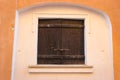 Closed Old Wooden Shutters On The Window In An Ancient Medieval Building Royalty Free Stock Photo