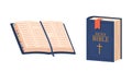 Closed and Open Bible Book. Religious Text Containing Stories And Prophecies. Divided Into Old And New Testaments