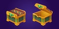 Closed and open Egyptian treasure chest set