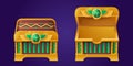 Closed and open Egyptian treasure chest set