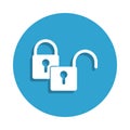 closed and open lock icon in badge style. One of cyber security collection icon can be used for UI, UX
