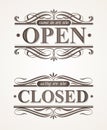 Closed and Open ornate retro signs