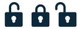Closed and open padlock icons in minimal black design representing security access Royalty Free Stock Photo