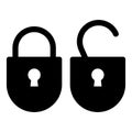 Closed and open padlock vector flat icon. Royalty Free Stock Photo