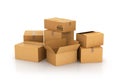 Closed and opened cardboard boxes Royalty Free Stock Photo