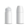 Closed and opened roll-on deodorant or antiperspirant Royalty Free Stock Photo