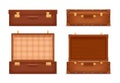 Closed And Opened Vintage Suitcases