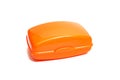 Closed orange soap dish isolated on white background Royalty Free Stock Photo