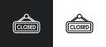 closed outline icon in white and black colors. closed flat vector icon from bistro and restaurant collection for web, mobile apps Royalty Free Stock Photo