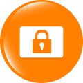 Closed padlock icon web sign isolated on white