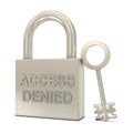 Closed padlock, key and access denied text Royalty Free Stock Photo