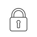 Closed Padlock Outline Flat Icon on White