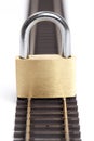 Closed Padlock on Rails Royalty Free Stock Photo