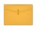 Closed paper envelope file folder with string closure, realistic illustration. Business document cover for projects, reports