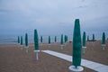 Closed parasols on the beach Sinigallia Royalty Free Stock Photo