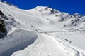 Closed pass road in winter, Great St Bernard Pass, Switzerland Royalty Free Stock Photo