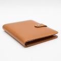 A Closed Brown Leather Personal Organizer or Planner on a White Background notebook journal Royalty Free Stock Photo
