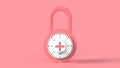 Closed pink padlock with figures on pink background 3d rendering image Royalty Free Stock Photo