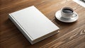 A closed, plain white hardcover book rests on a wooden surface with a visible grain pattern. Royalty Free Stock Photo