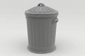 Closed plastic street grey trash bin on white background. Realistic 3d illustration. Environment concept, waste, conservation.