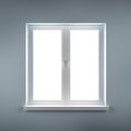 Closed plastic window on blue wall Royalty Free Stock Photo