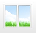 Closed plastic window with view Royalty Free Stock Photo