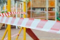 Closed playground with red warning tape Royalty Free Stock Photo