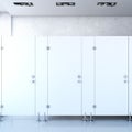 Closed public toilet cubicles. 3d rendering Royalty Free Stock Photo