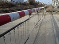 A closed railway barrier in Frankfurt