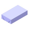 Closed rectangular cardboard box mockup lying isometric view