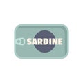 Closed rectangular sardine tin can preserved fish packaging
