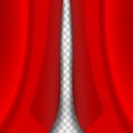 Closed red curtain with soft shadow, transparent background. Realistic vector illustration Royalty Free Stock Photo