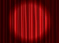 Closed red curtain. Theatrical drapes stage curtains opening ceremony theater movie spotlight closed velvet fabric