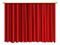 Closed red curtains. Realistic scene drapes mockup Royalty Free Stock Photo