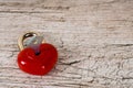 Closed red heart shaped lock with key Royalty Free Stock Photo