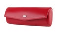 Closed red leather eyeglasses case Royalty Free Stock Photo