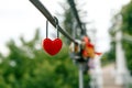 The closed red padlock in the form of heart Royalty Free Stock Photo