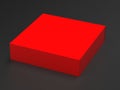 Closed red slider paper box. On black background. 3d rendering illustration