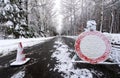 A closed road during winter Royalty Free Stock Photo