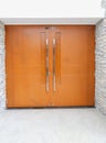Closed safe exit wooden door Royalty Free Stock Photo
