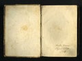 Closed seamless image of old yellowed sheet of paper with dark spots and a facsimile of the inscription. Royalty Free Stock Photo